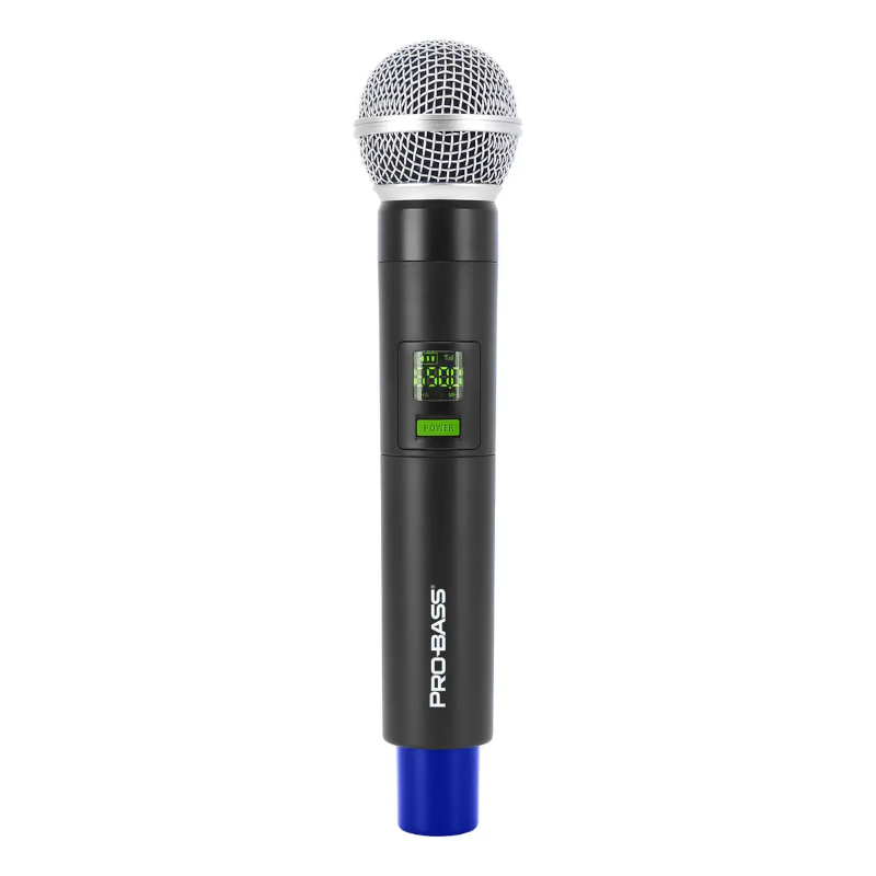Micrófono Inalámbrico Doble ProBass Uf 224 Multi Frec. Negro