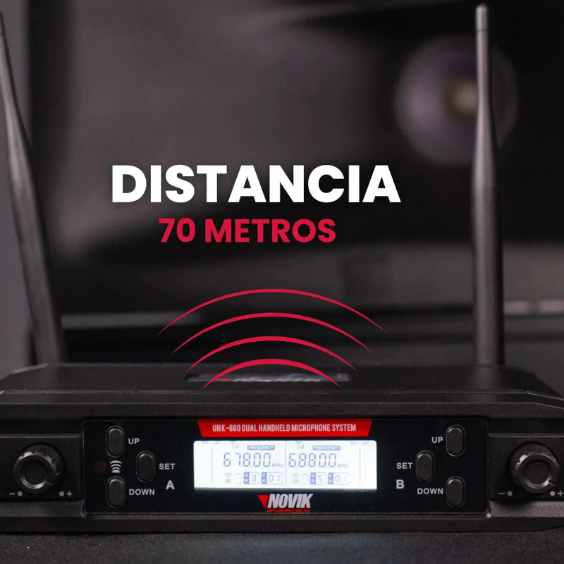Microfono Inalambrico Novik Unk 660 Uhf 300ch Doble Digital Color Negro