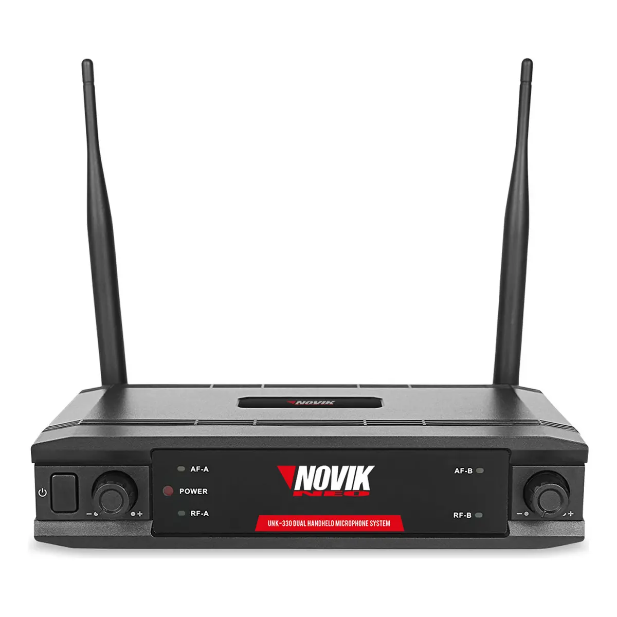 Micrófono Inalámbrico Doble Uhf Novik Unk-330 70m C/maletín Color Negro