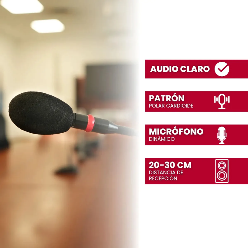 Microfono Conferencia Novik Fnk-10 Cardiode Cable Y Soporte Color Negro