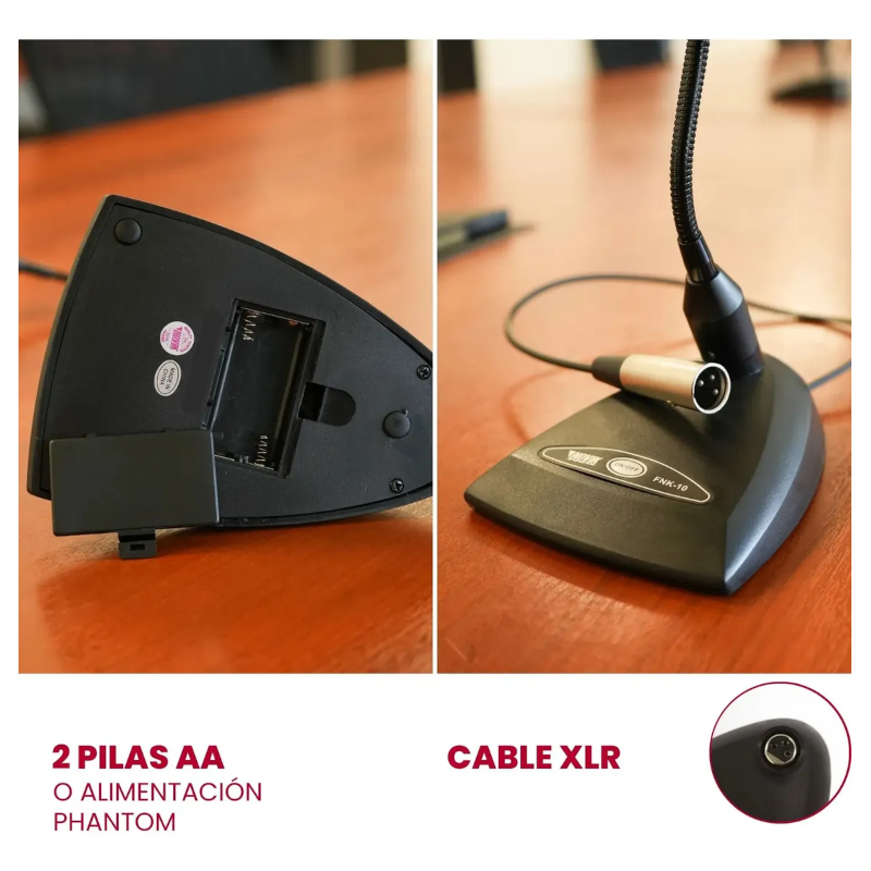 Microfono Conferencia Novik Fnk-10 Cardiode Cable Y Soporte Color Negro