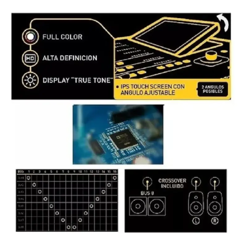 Consola digital SKP Pro Audio D-Touch 20 canales Wi-Fi mezcla 16 buses phantom