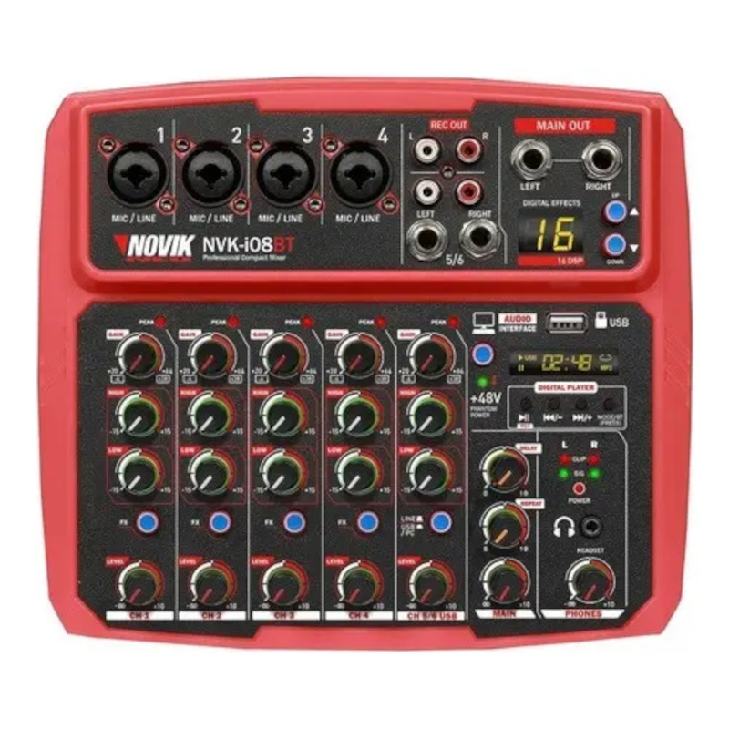 Mixer Consola Novik Nvk-i08bt 8 Ch Usb Rec Y Play Compacta