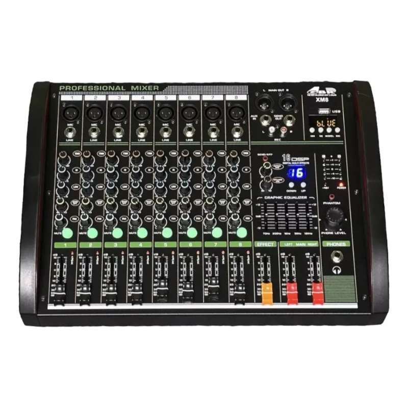 Mixer Consola De Sonido 8 Canales Usb Bluetooth Efectos Gbr
